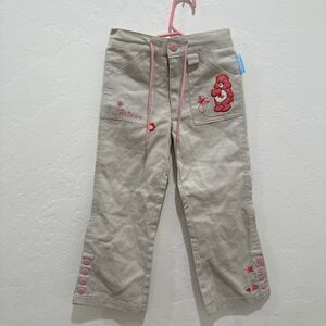 Vintage Care Bears Girls Pants XS Extra Small 4/5 Beige Love A Lot Bear